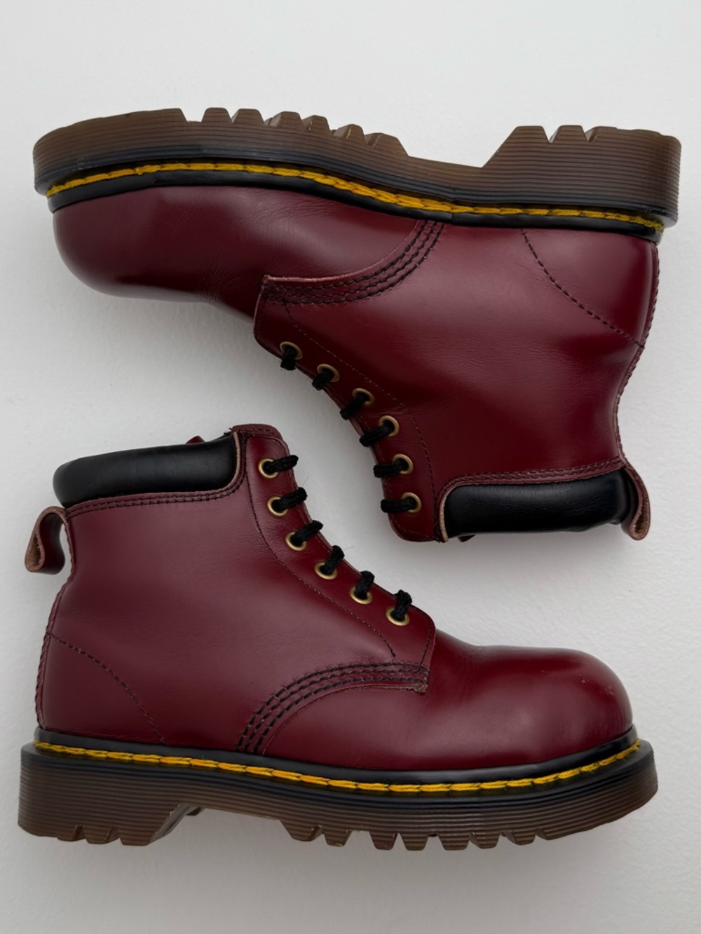 Dr. Martens Vintage Oxblood Red Steel Toe Double Stitch Boots UK 3